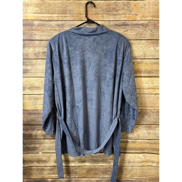 Fashion Formula Womens Faux Suede Safari Jacket Chambray Size 2X‎ Belt Button - Picture 3 of 5